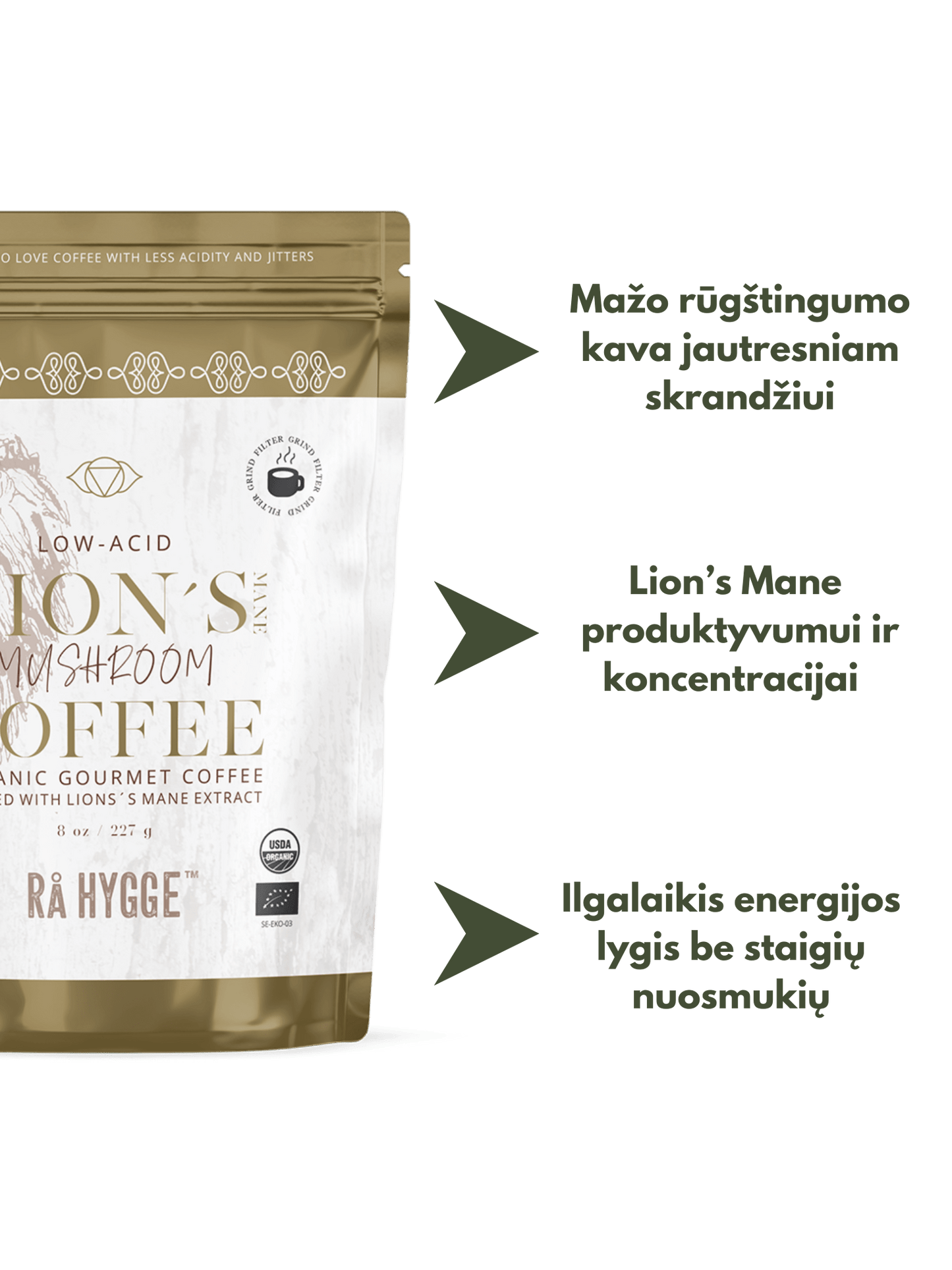 Ekologiška malta kava su Lion's Mane grybais Focus - Healthy sips