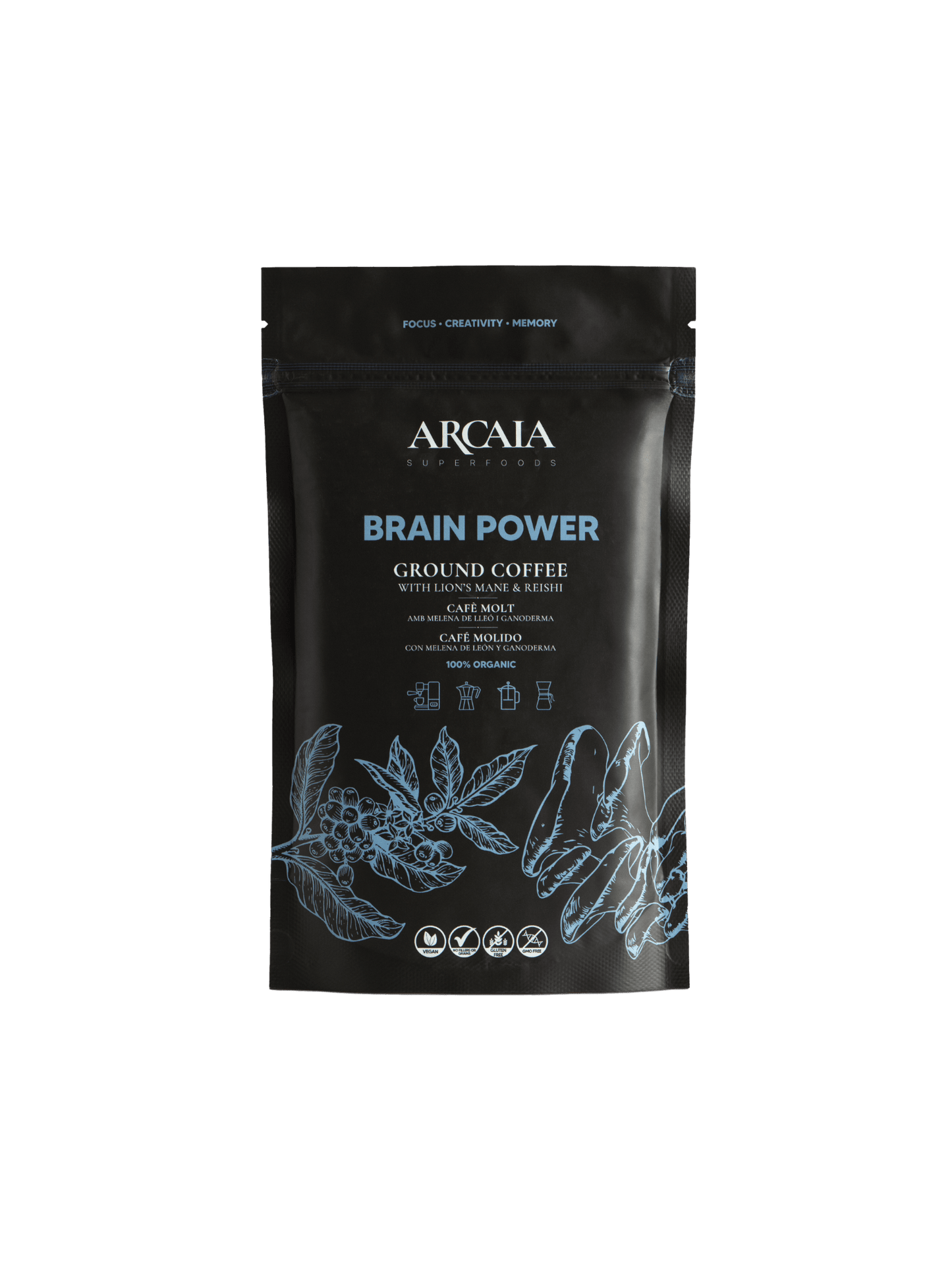 Ekologiška malta kava su Reishi ir Lion's Mane grybais Brain Power - Healthy sips