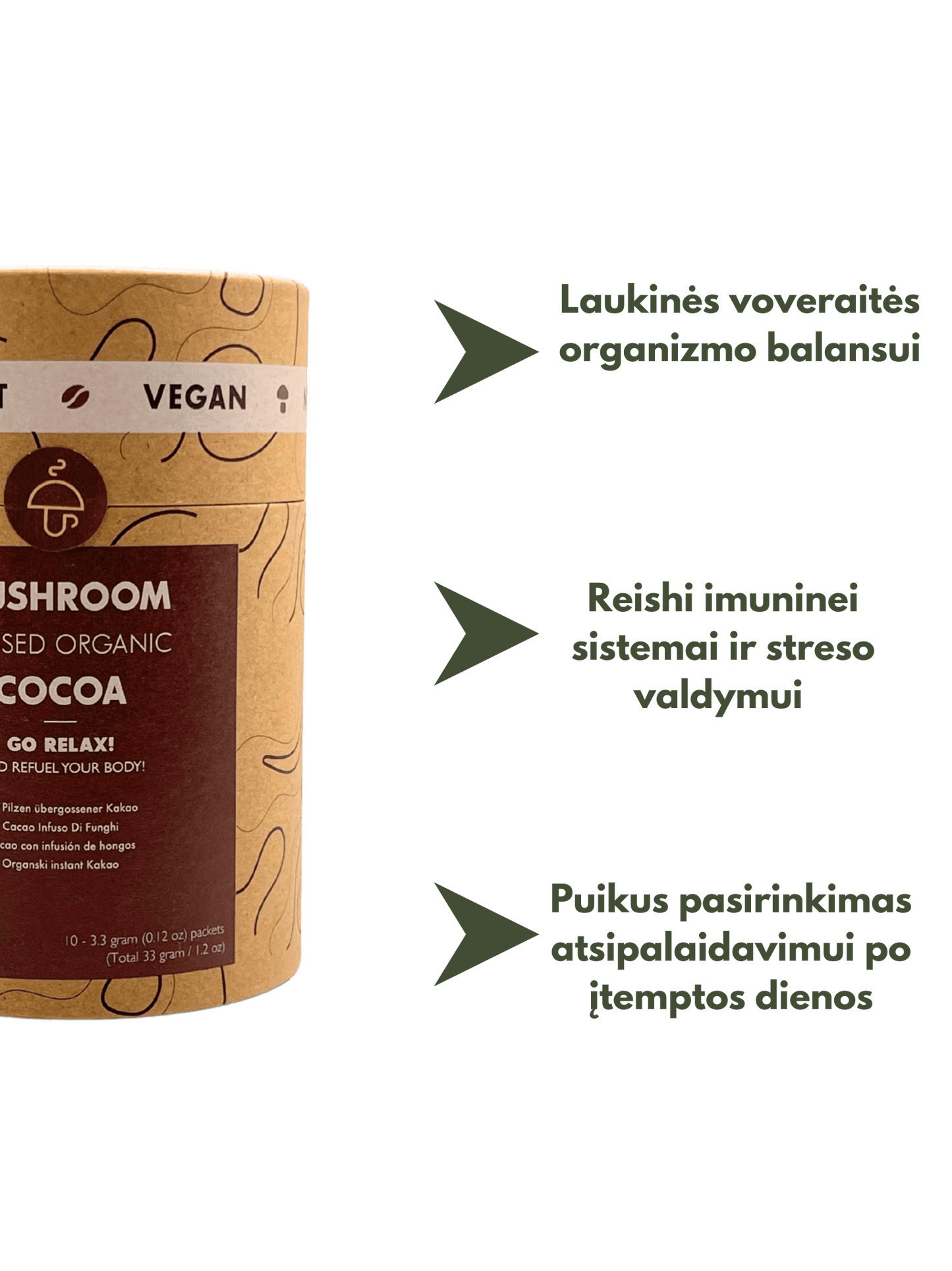 Kakava su Reishi grybais ir laukinėmis voveraitėmis Go Relax - Healthy sips